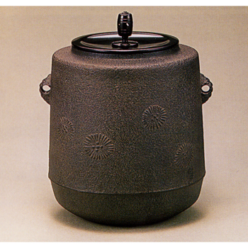 唐松地紋筒釜【販売】-茶道具は京都しみず孔昌堂