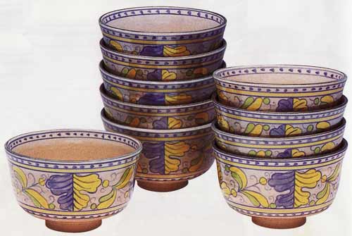 茶道具 紅毛写莨葉文 数茶碗 十客 橋本永豊造 共箱