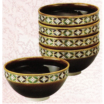 数茶碗 飴釉 七宝 十客入【販売】-茶道具は京都しみず孔昌堂