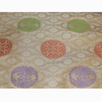 天皇、皇后両陛下ご結婚50周年記念 数奇屋袋 「小葵鴛鴦丸紋」金茶