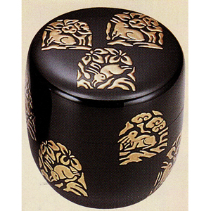 イ279 棗『南天兎　樹芳作　漆塗棗　共箱』茶道具 茶道具・棗 】大棗 花兎（はなうさぎ）蒔絵 内梨地 一瓢斎 作