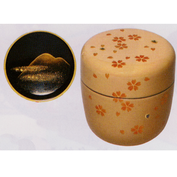 白塗中棗 桜蒔絵（内遠山蒔絵）【販売】-茶道具は京都しみず孔昌堂