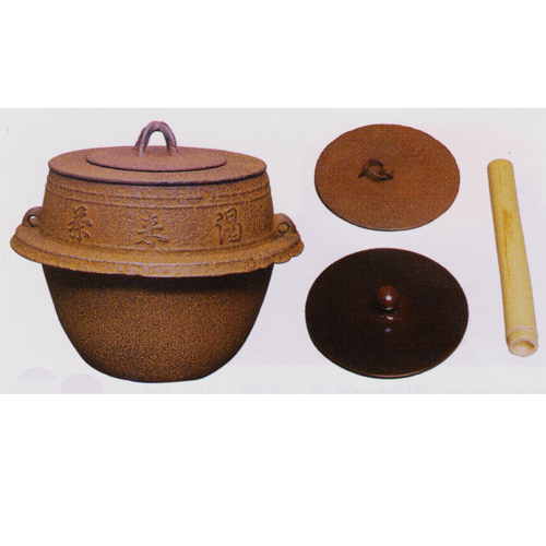 茶飯釜 替蓋三種・火吹き竹付【販売】-茶道具は京都しみず孔昌堂