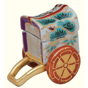香合　御所車 香合 色絵 御所車【販売】-茶道具は京都しみず孔昌堂