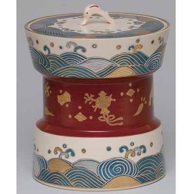 水指 杵型 金銀波に兎【販売】-茶道具は京都しみず孔昌堂