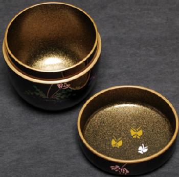 溜塗中棗 春草蒔絵【販売】-茶道具は京都しみず孔昌堂