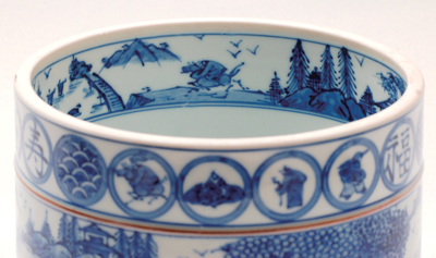 【茶道具】秋峰作　仁清胴紐松絵水指　水指297 茶道具 水指（水差・みずさし） 京焼 色絵 宝尽し 砂金袋 水指