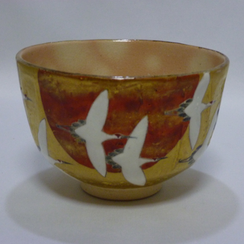 南口閑粋　金泥群鶴　茶碗 茶碗 金泥 郡鶴【販売】-茶道具は京都しみず孔昌堂