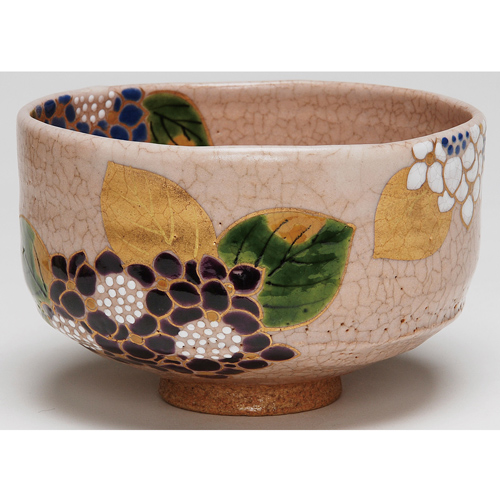 茶碗 乾山写 灰釉 紫陽花【販売】-茶道具は京都しみず孔昌堂