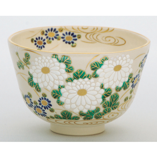 茶碗 色絵 菊【販売】-茶道具は京都しみず孔昌堂