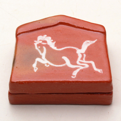 香合 赤楽 絵馬【販売】-茶道具は京都しみず孔昌堂