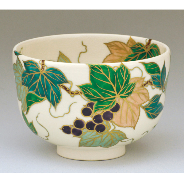 茶碗 色絵 山葡萄【販売】-茶道具は京都しみず孔昌堂