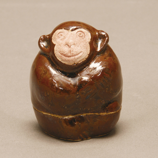 香合 黒天目釉 猿【販売】-茶道具は京都しみず孔昌堂