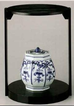 初めて出品します 茶道具　天然瓢箪製振出　中国清時代景徳鎮製色絵金彩巾筒 工芸品