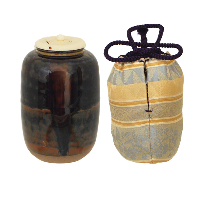 し*ま様 茶道具・中興名物・染川写 茶入・高取焼・高取喜恵 造・裂地